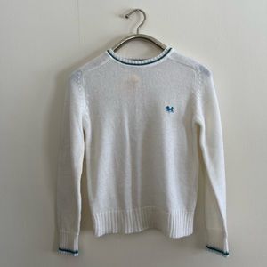 VTG Hunter's Glen White and Blue knit crewneck sweater with horse